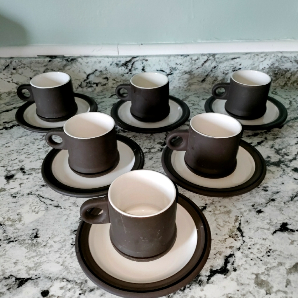 Vintage Toscany Stoneware Tea Espresso Cups